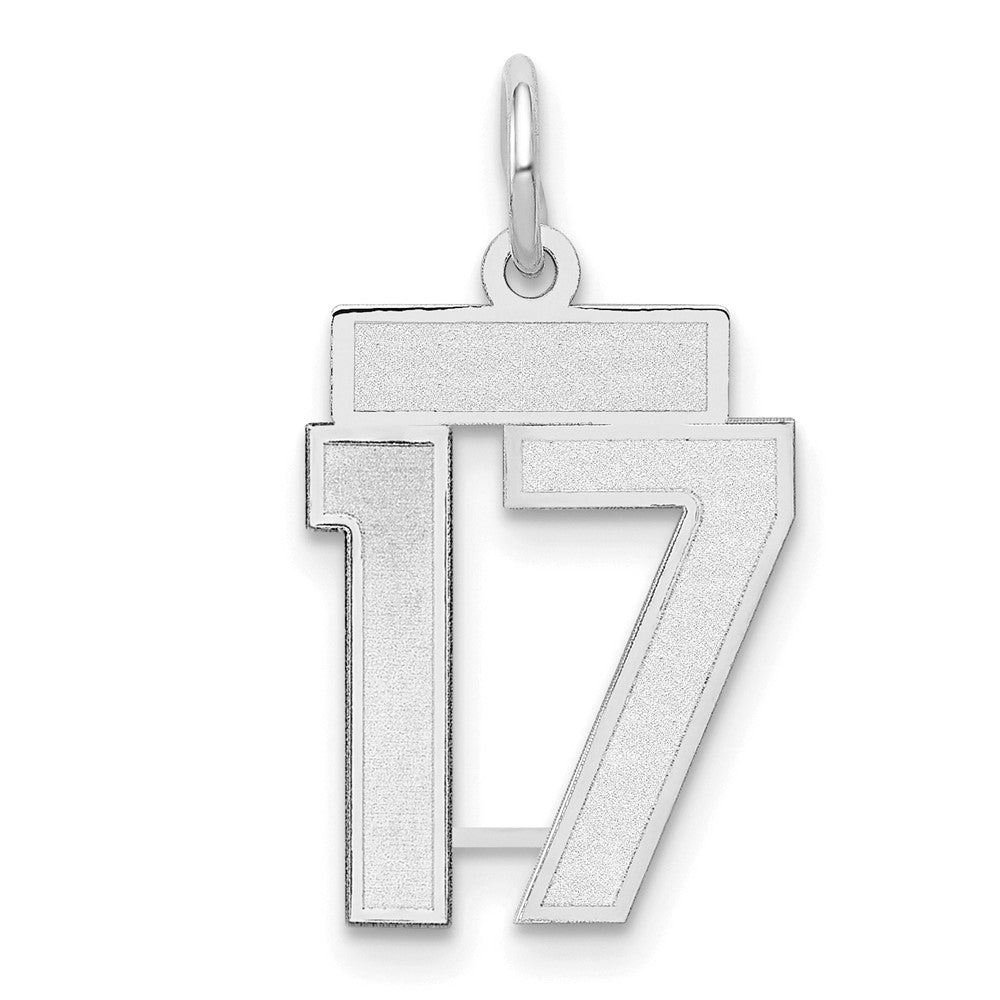 14K Weißgold Kleiner Satin-Charm Nummer 17