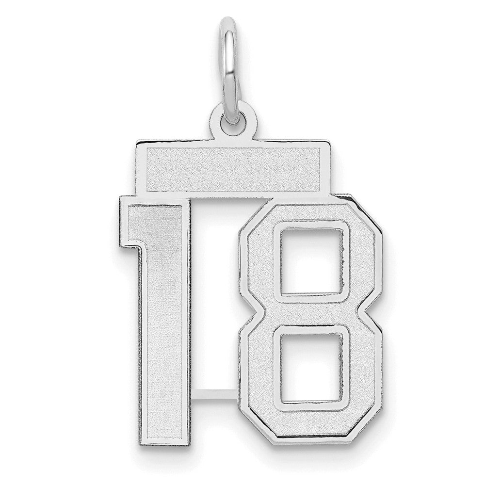 14K Weißgold kleiner satinierter Charm „Zahl 18“