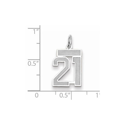 14K Weißgold kleiner satinierter Charm „Zahl 21“
