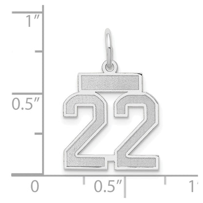 14K Weißgold kleiner satinierter Charm „Zahl 22