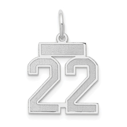 14K Weißgold kleiner satinierter Charm „Zahl 22