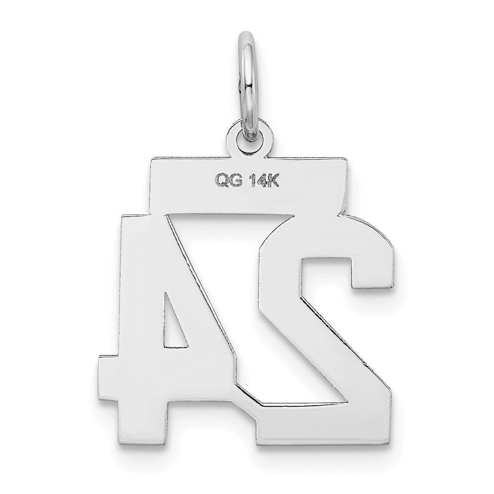 14K Weißgold Kleiner Satin-Charm Nummer 24