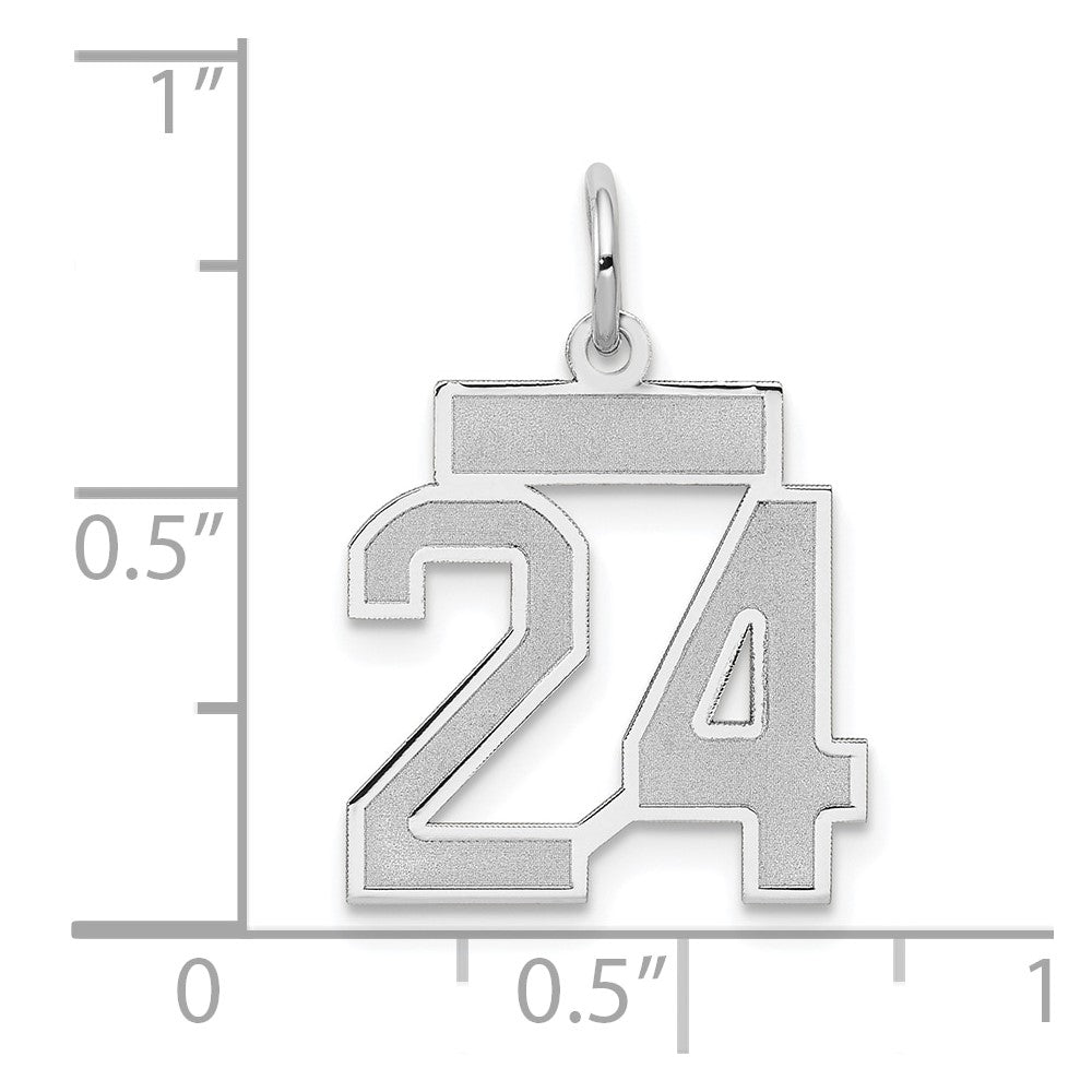 14K Weißgold Kleiner Satin-Charm Nummer 24