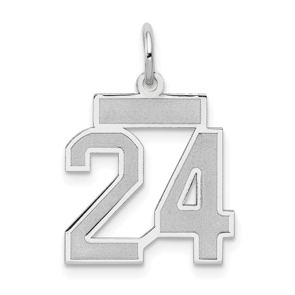 14K Weißgold Kleiner Satin-Charm Nummer 24