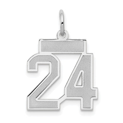 14K Weißgold Kleiner Satin-Charm Nummer 24