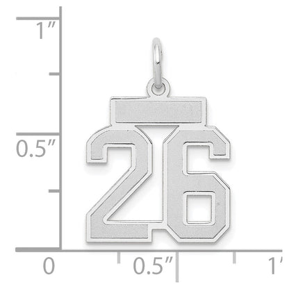 14K Weißgold kleiner satinierter Charm „Zahl 26“
