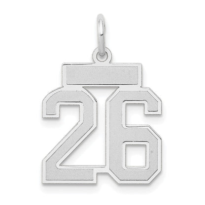 14K Weißgold kleiner satinierter Charm „Zahl 26“
