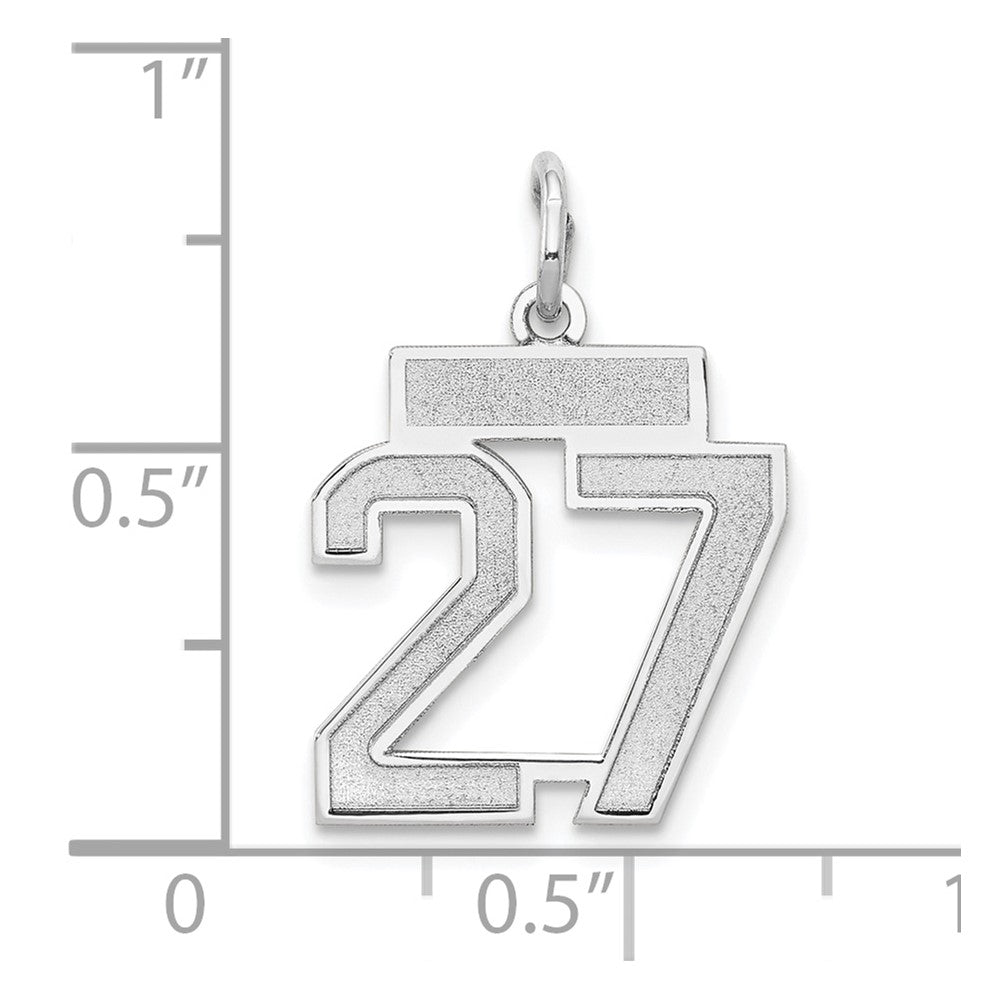 14K Weißgold kleiner satinierter Charm „Zahl 27“
