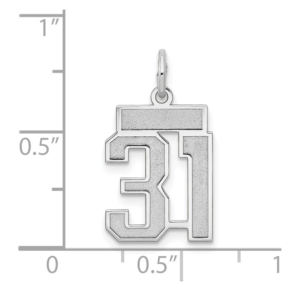 14K Weißgold kleiner satinierter Charm „Zahl 31“