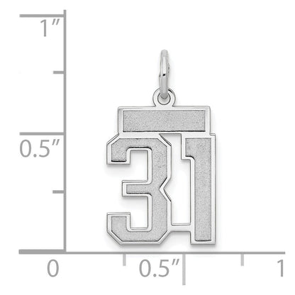 14K Weißgold kleiner satinierter Charm „Zahl 31“