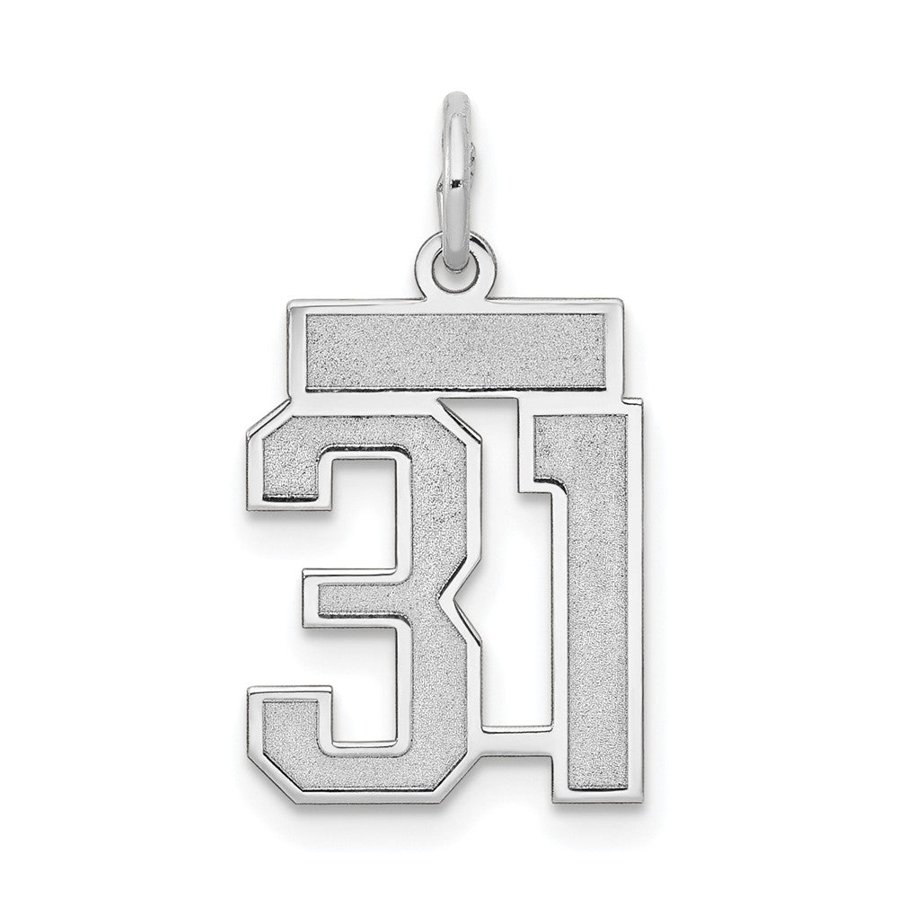 14K Weißgold kleiner satinierter Charm „Zahl 31“