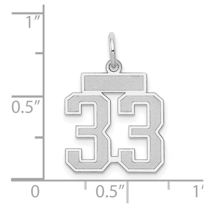 14K Weißgold kleiner satinierter Charm „Zahl 33“