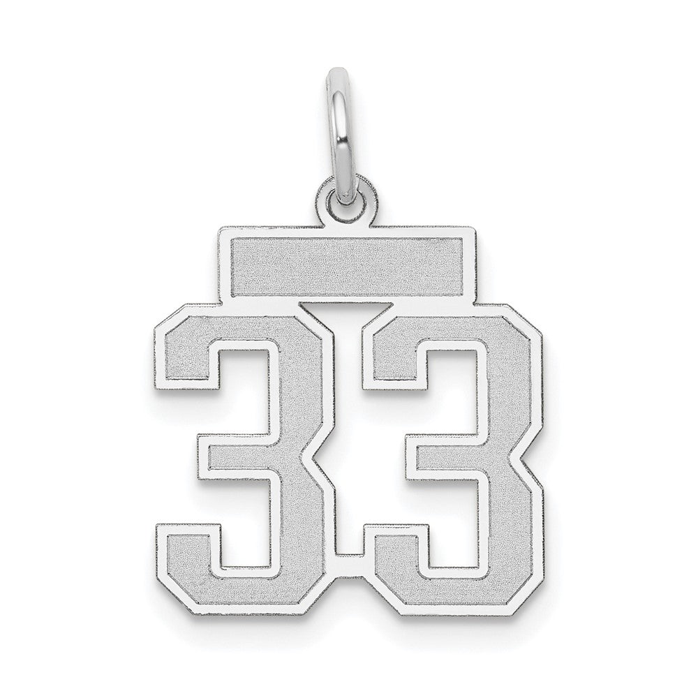14K Weißgold kleiner satinierter Charm „Zahl 33“