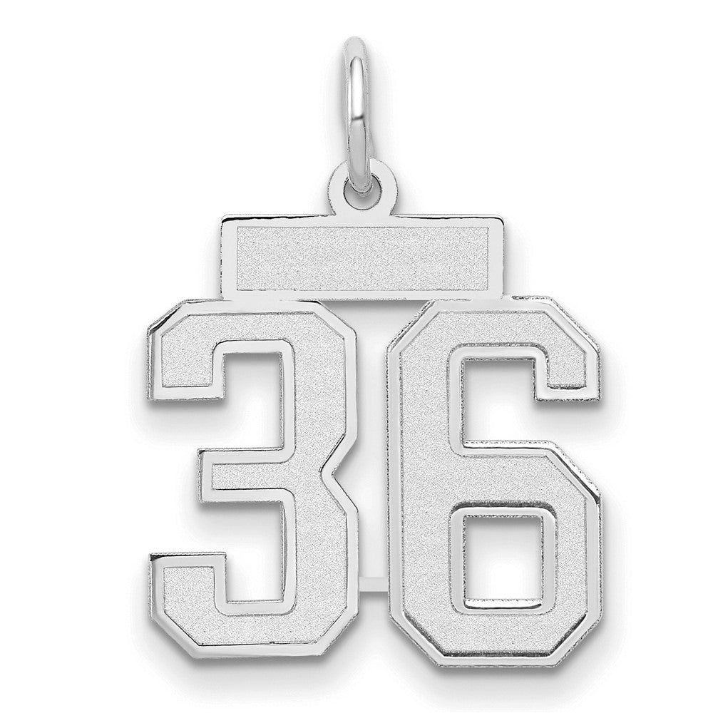 14K Weißgold kleiner satinierter Charm „Zahl 36“