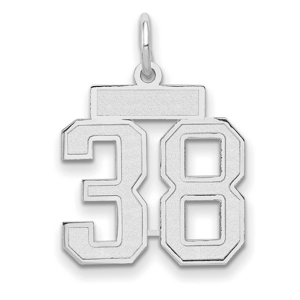14K Weißgold Kleiner Satin-Charm „Zahl 38“