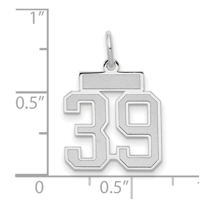 14K Weißgold kleiner Charm „Zahl 39" satiniert