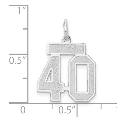 14K Weißgold Kleiner Satin-Charm „Zahl 40
