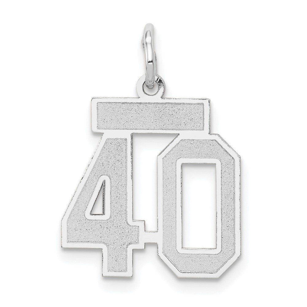 14K Weißgold Kleiner Satin-Charm „Zahl 40