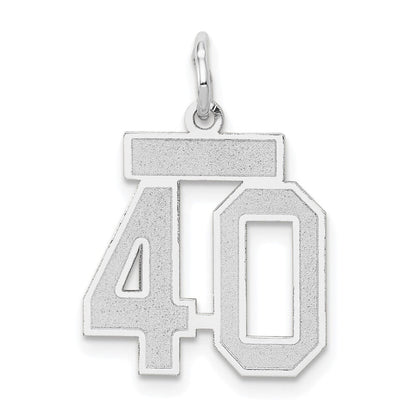 14K Weißgold Kleiner Satin-Charm „Zahl 40