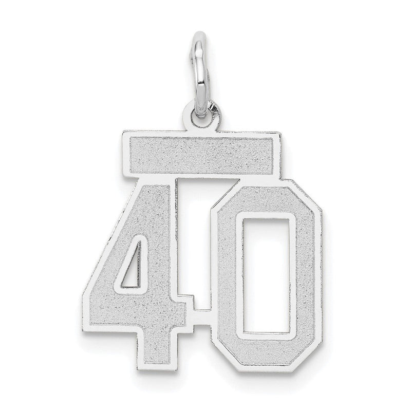 14K Weißgold Kleiner Satin-Charm „Zahl 40