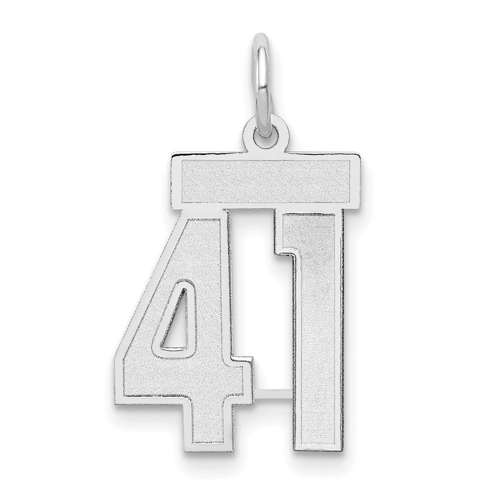 14K Weißgold kleiner satinierter Charm „Nummer 41“