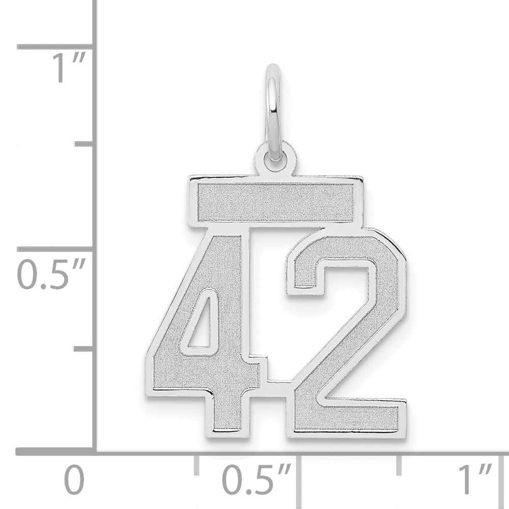14K Weißgold kleiner Satin-Charm Zahl 42