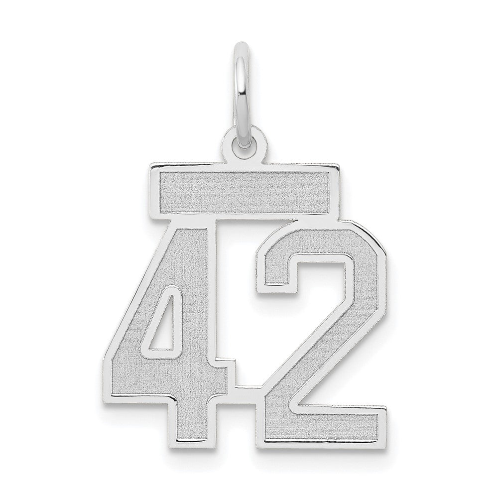 14K Weißgold kleiner Satin-Charm Zahl 42