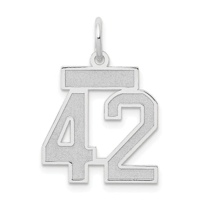 14K Weißgold kleiner Satin-Charm Zahl 42