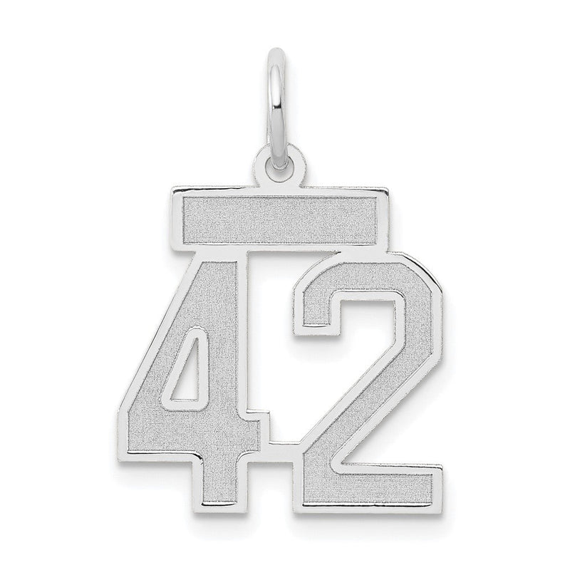 14K Weißgold kleiner Satin-Charm Zahl 42