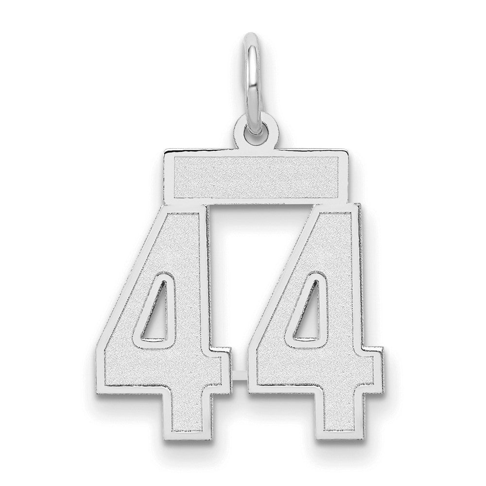 14K Weißgold kleiner satinierter Charm „Zahl 44“