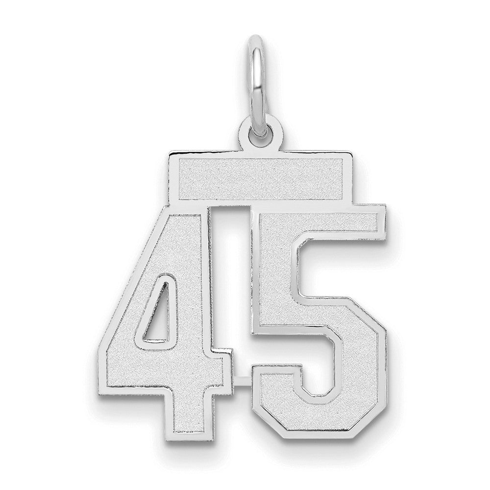 14K Weißgold kleiner satinierter Charm Zahl 45