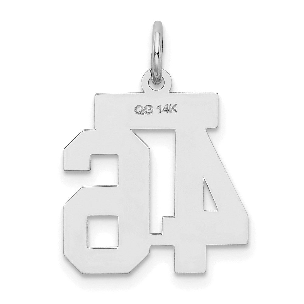 14K Weißgold Kleiner Satin-Charm „Zahl 46“