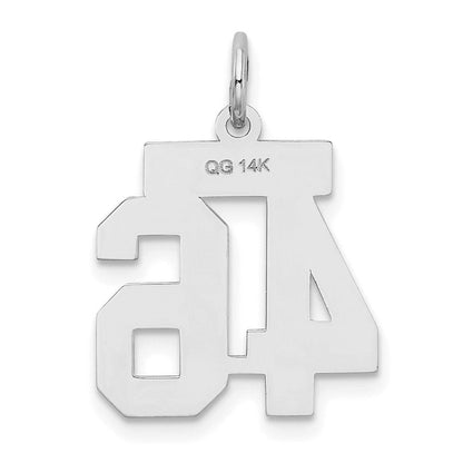 14K Weißgold Kleiner Satin-Charm „Zahl 46“