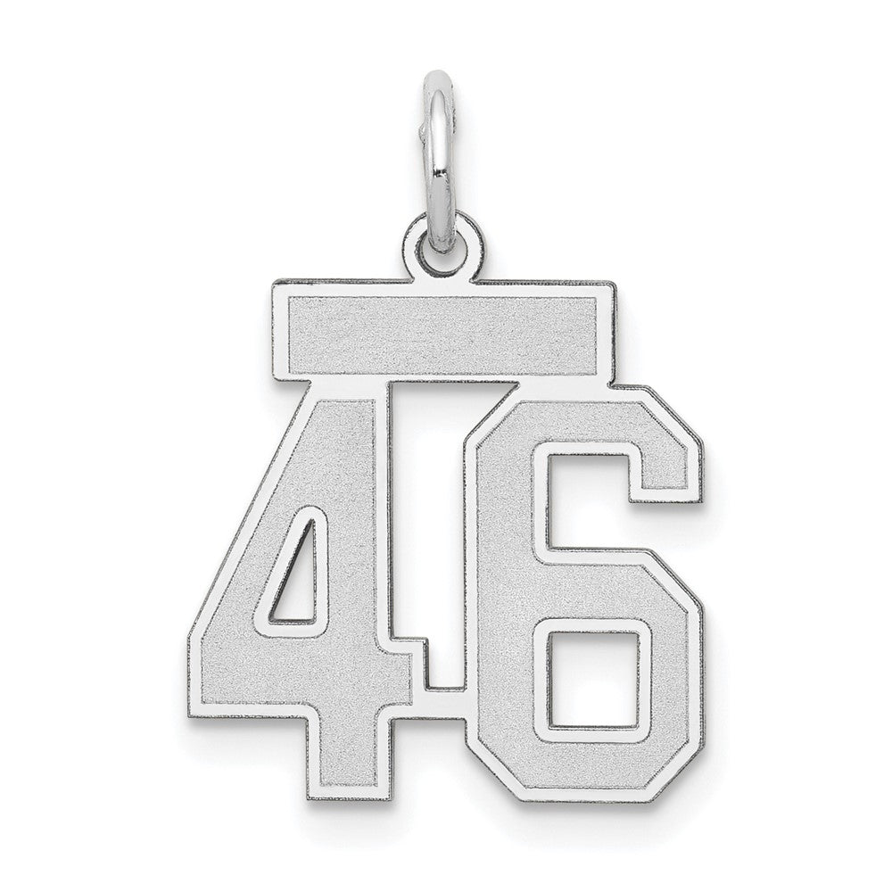14K Weißgold Kleiner Satin-Charm „Zahl 46“
