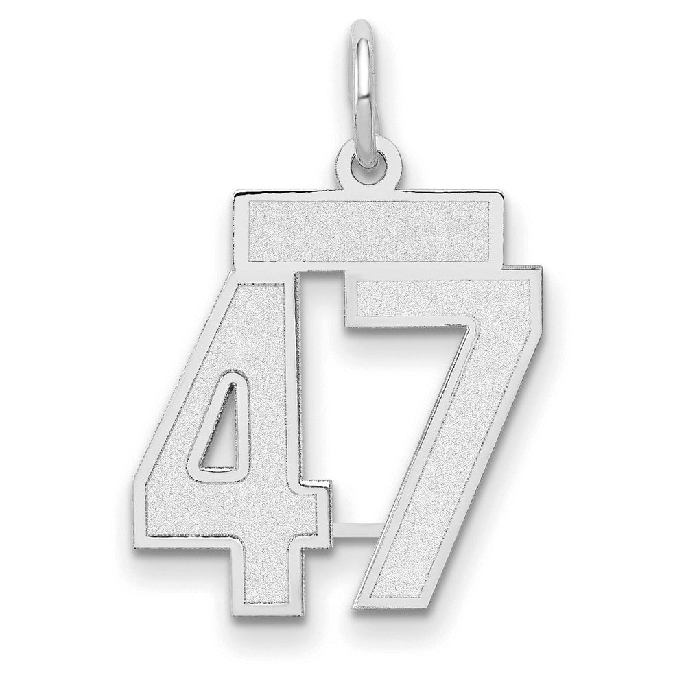 14K Weißgold kleiner satinierter Charm „Nummer 47