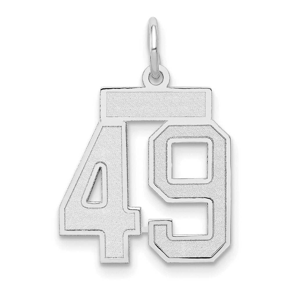 14K Weißgold kleiner satinierter Zahl-49-Charm