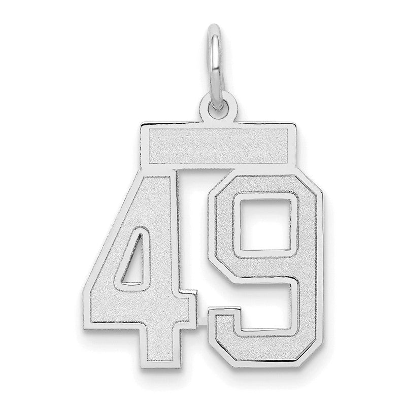 14K Weißgold kleiner satinierter Zahl-49-Charm