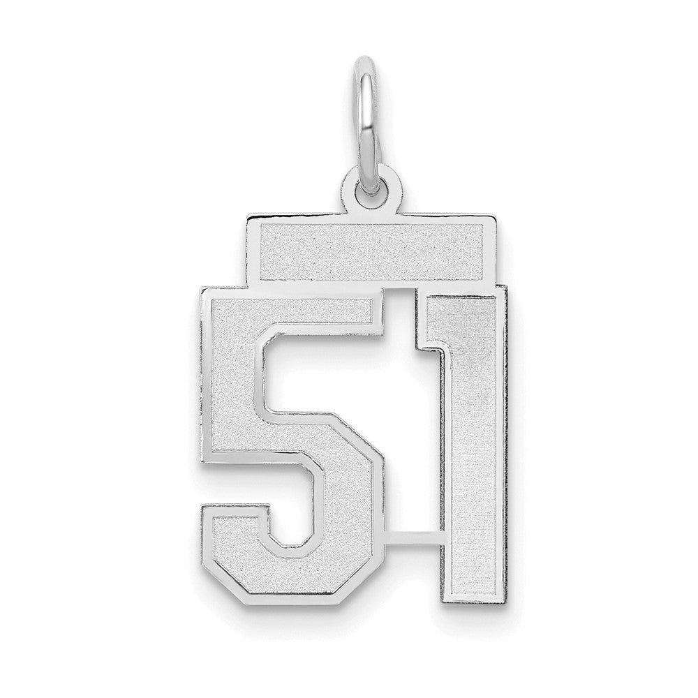 14K Weißgold kleiner satinierter Charm „Zahl 51“