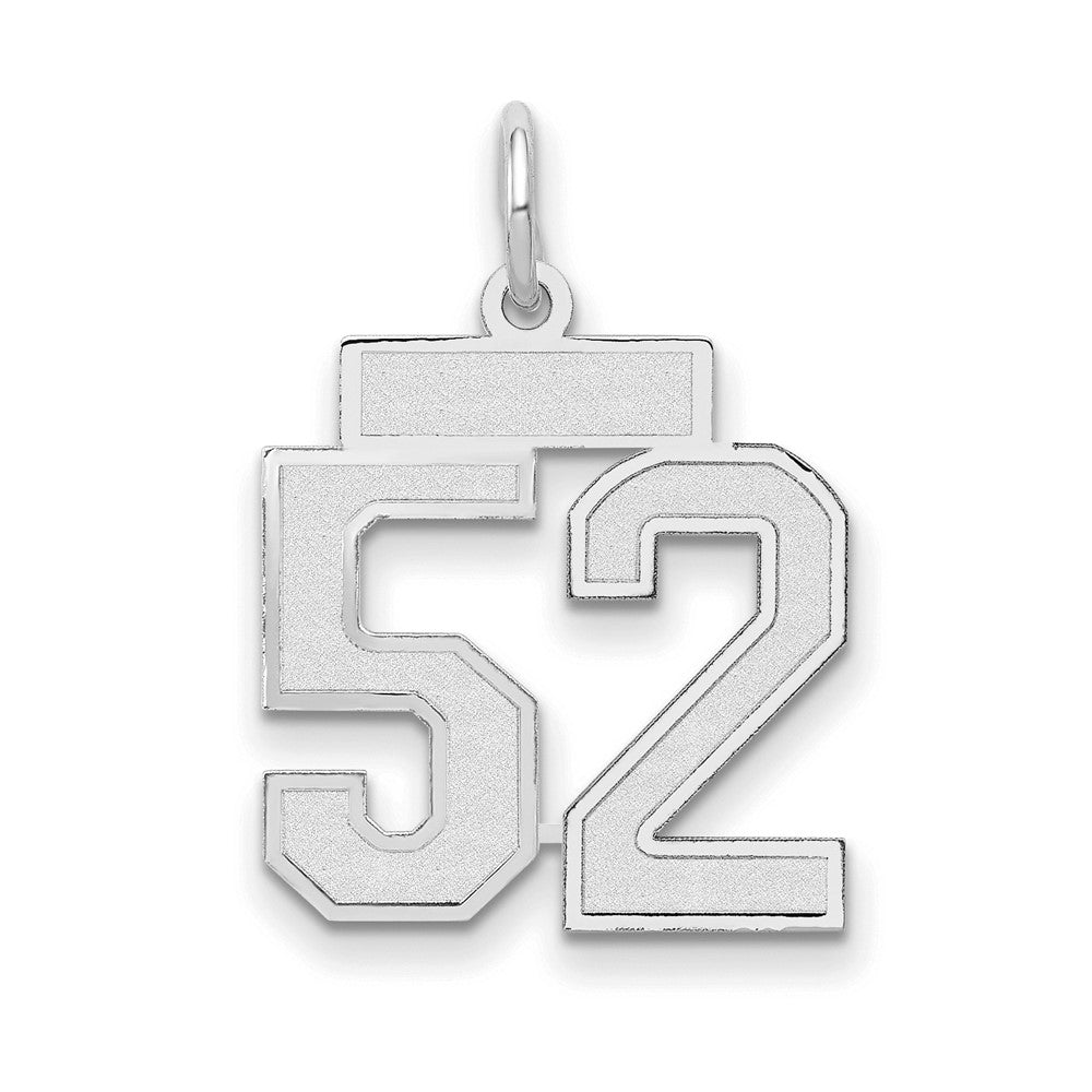 14 K Weißgold Kleiner Satin-Charm „Zahl 52“