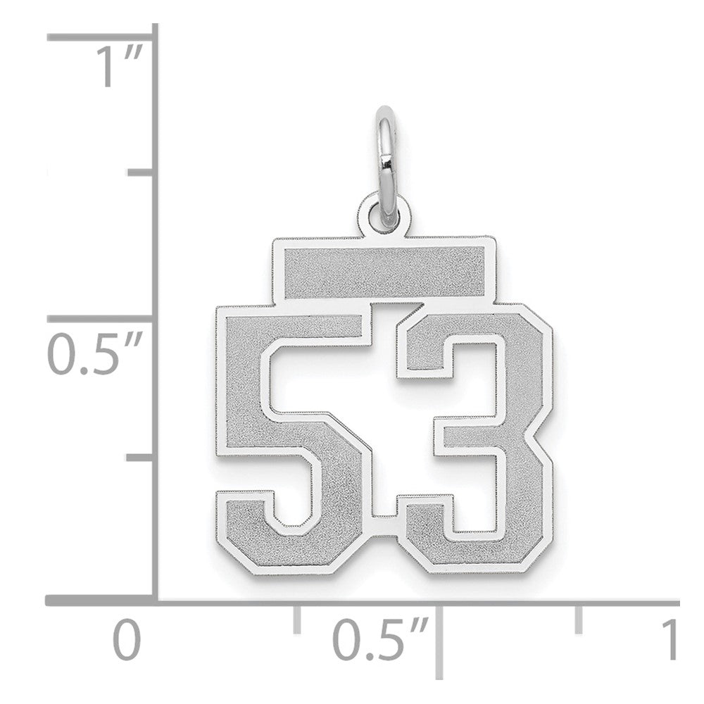 14K Weißgold Kleiner Satin-Zahl-53-Charm