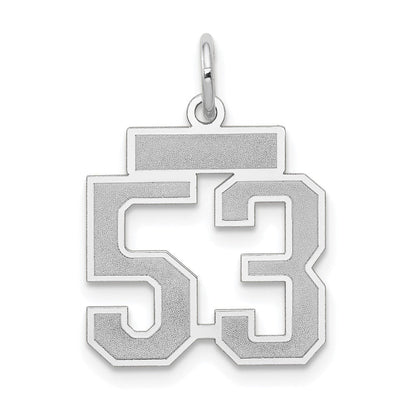 14K Weißgold Kleiner Satin-Zahl-53-Charm