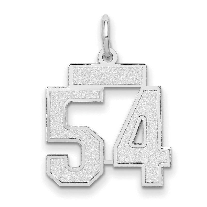 14K Weißgold kleiner satinierter Charm „Zahl 54“