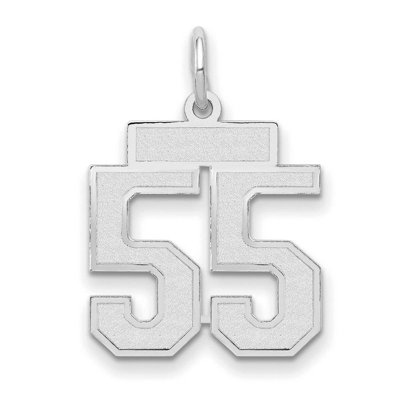14K Weißgold kleiner satinierter Charm „Zahl 55“