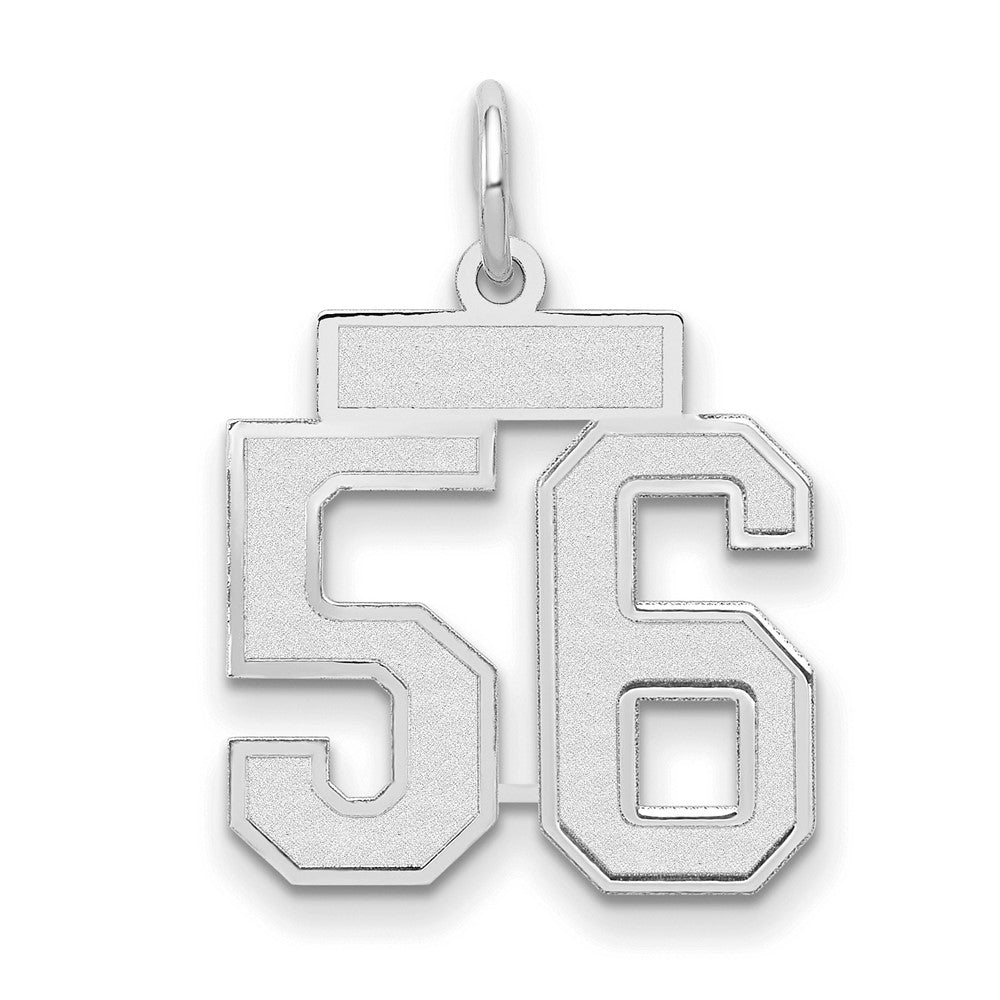 14K Weißgold kleiner satinierter Charm „Zahl 56“