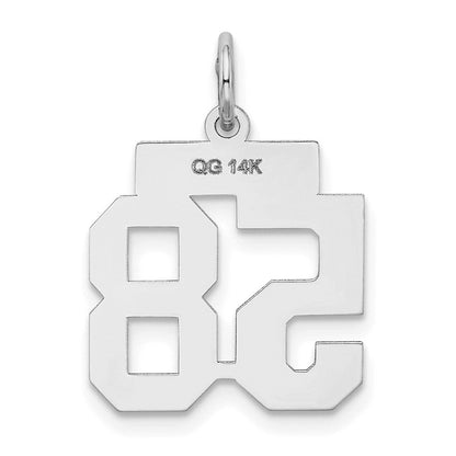 14K Weißgold kleiner satinierter Charm „Zahl 58“