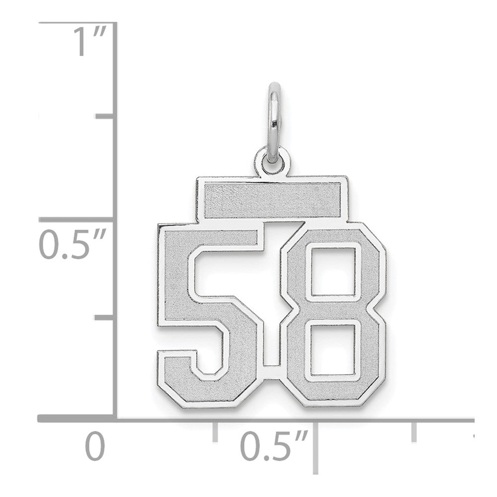 14K Weißgold kleiner satinierter Charm „Zahl 58“