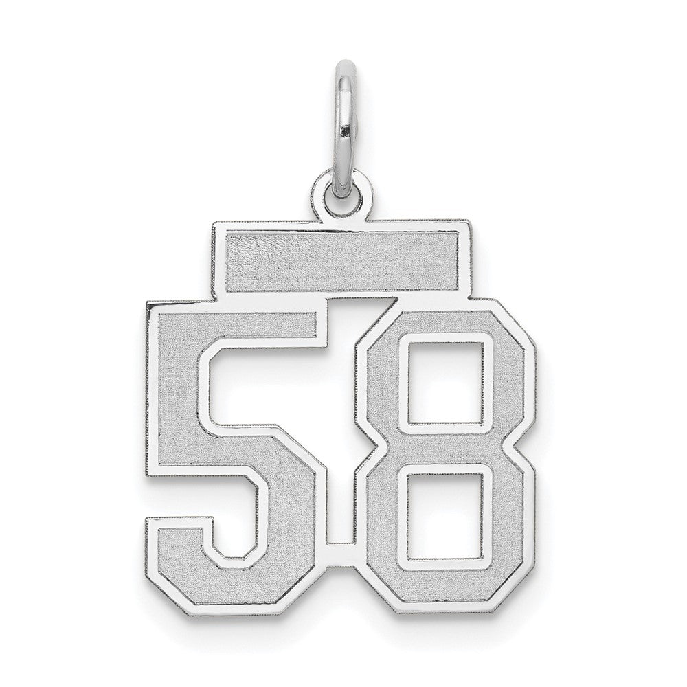 14K Weißgold kleiner satinierter Charm „Zahl 58“