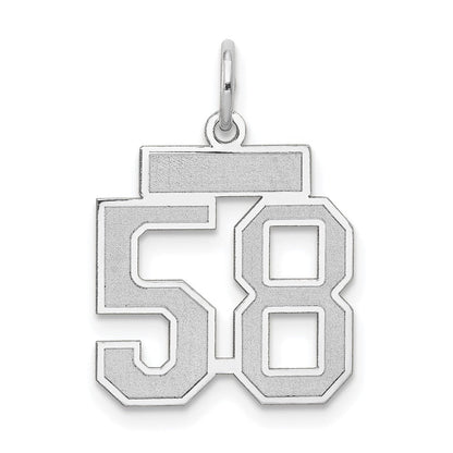 14K Weißgold kleiner satinierter Charm „Zahl 58“