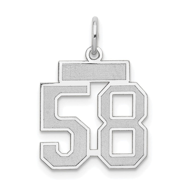 14K Weißgold kleiner satinierter Charm „Zahl 58“