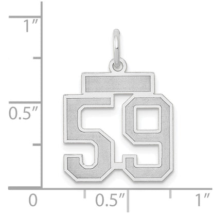 14K Weißgold Kleiner Charm mit Satinfinish „Zahl 59“